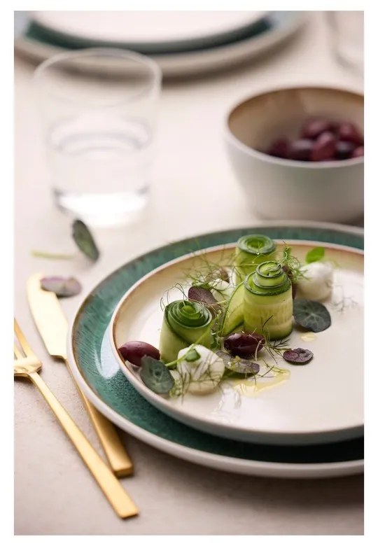 Biely/zelený tanier z kameniny ø 27 cm Gastro White/Green – Bitz