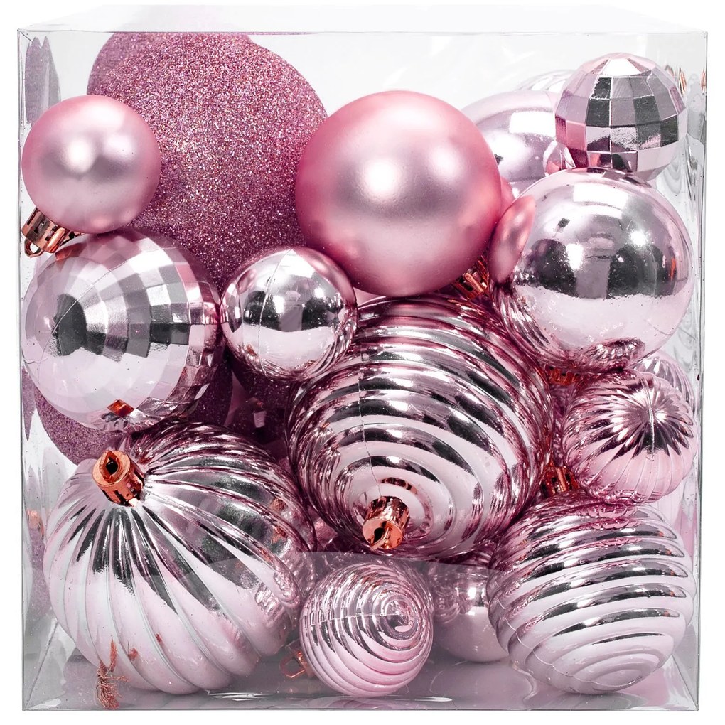 Tutumi Tutumi, vianočné závesné ozdoby na stromček 36ks 311433, ružová CHR-02000