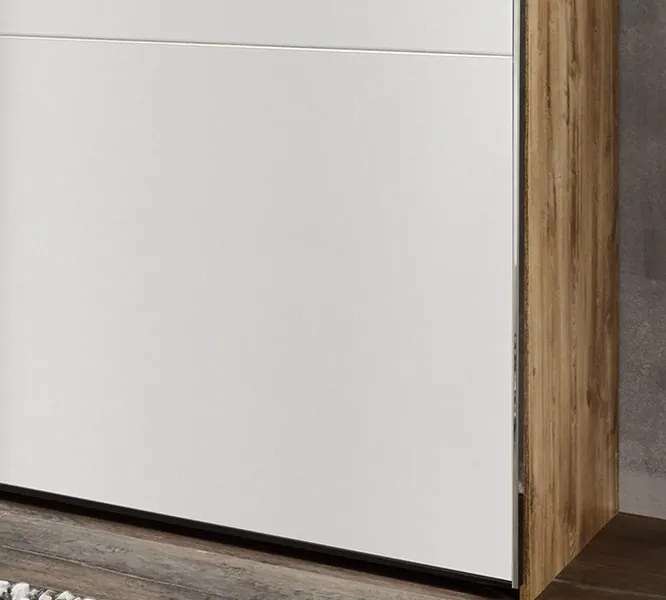 Šatníková skriňa s TV panelom Magic, doskový dub/biela