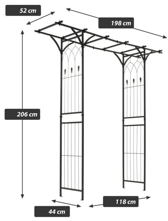 Garth záhradná oblúková pergola, 206 x 198 x 52 cm