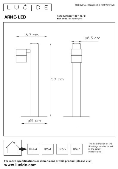 Lucide 14867/49/12 - LED Vonkajšia lampa ARNE-LED 1xGU10/5W/230V matný chróm