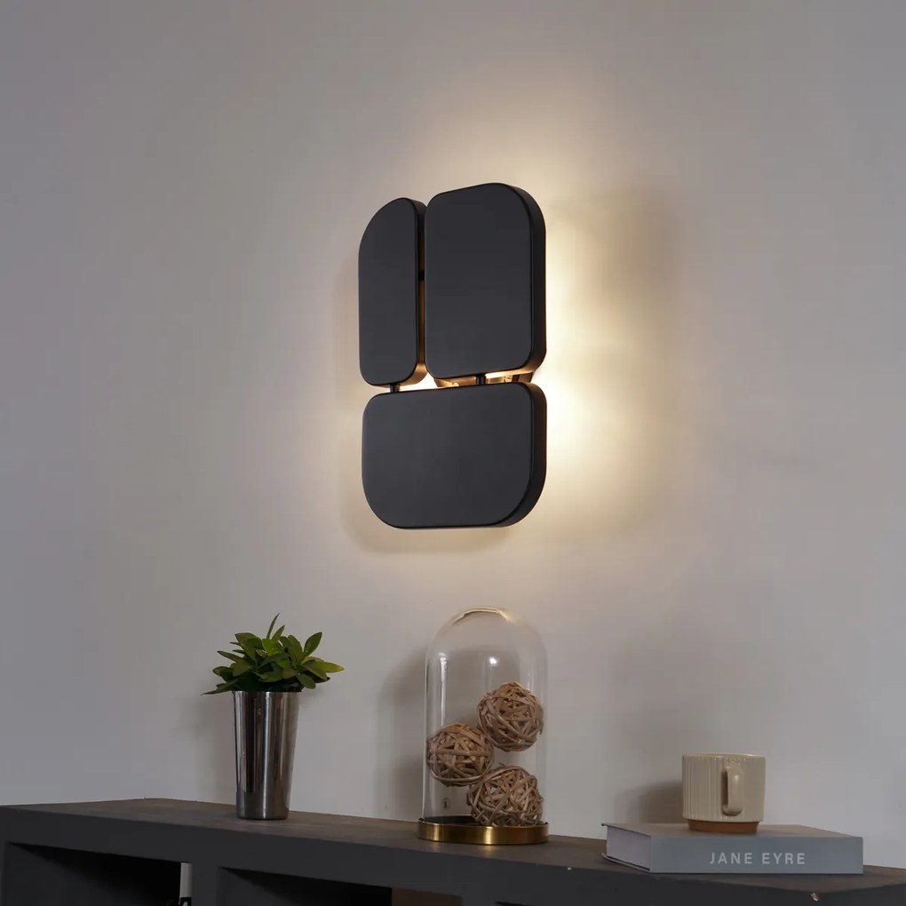 Dizajnové nástenné svietidlo čierne 3-svetlá - Planes