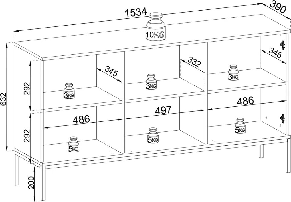 KOMODA ALESSIO K154 cm KAŠMÍR LED