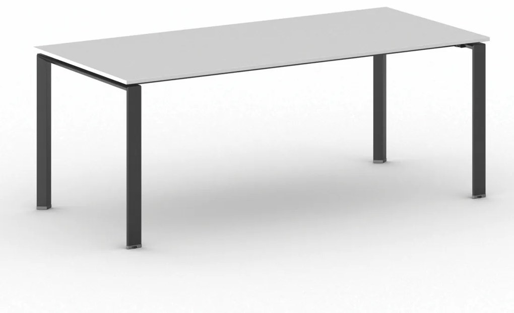 Rokovací stôl PRIMO INFINITY s čiernou podnožou 2000 x 900 x 750 mm, biela