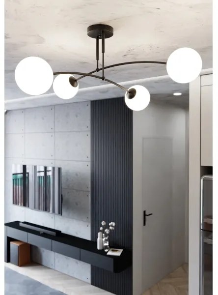 Luster na tyči PREGOS 4xE14/10W/230V čierna