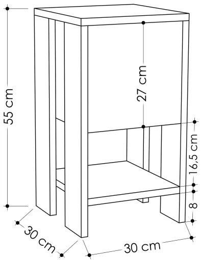 Nočný stolík EMA 55x30 cm hnedá/šedá