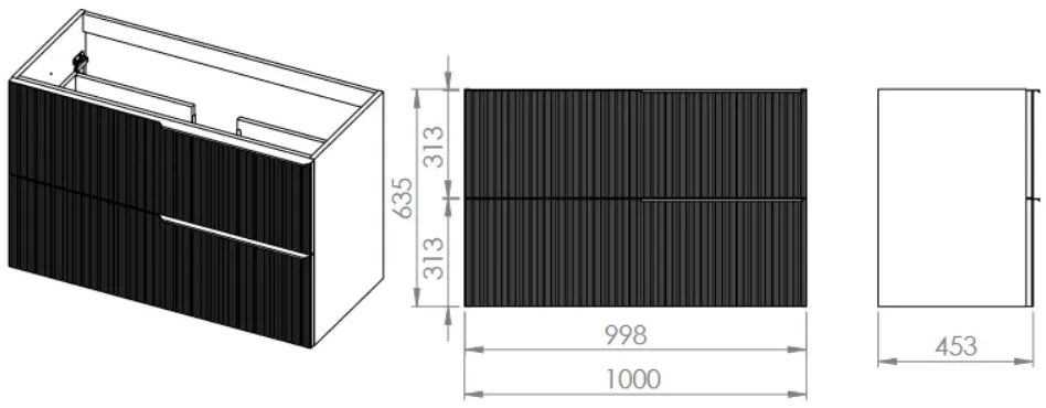 Elita Soho, umývadlová skrinka 100x45x64 cm 2S, tmavá modrá matná, ELT-169086