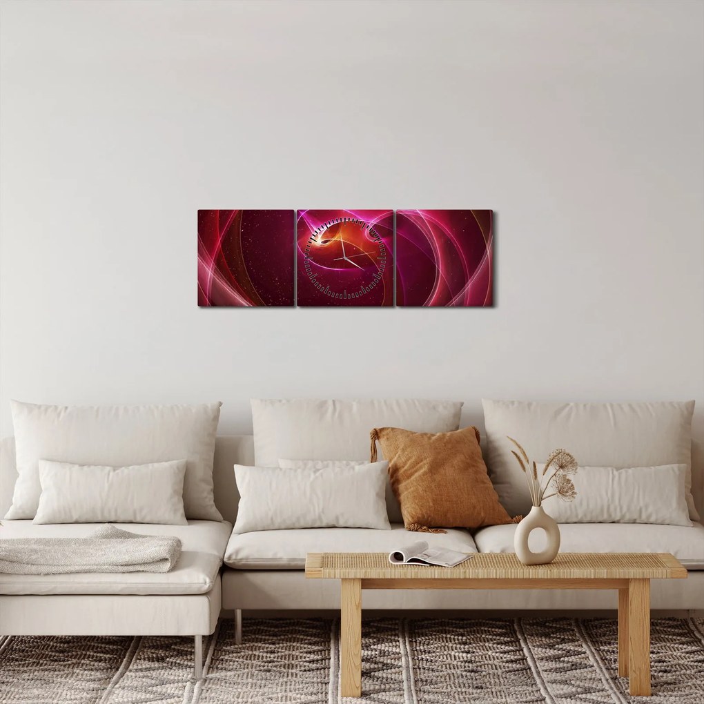 Obraz - Svetelné linky (s hodinami) (90x30 cm)