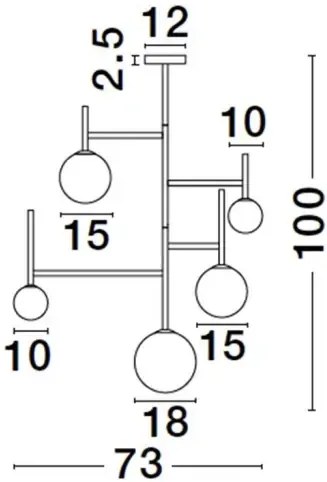 Dizajnové stropné svietidlo Licato 73 čierne