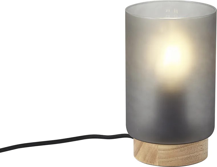 Moderná stolná lampa drevená s matným sivým sklom - Umbra