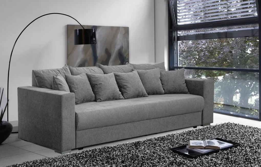 Pohovka rozkladacia na lôžko Genf, stredne šedá látka