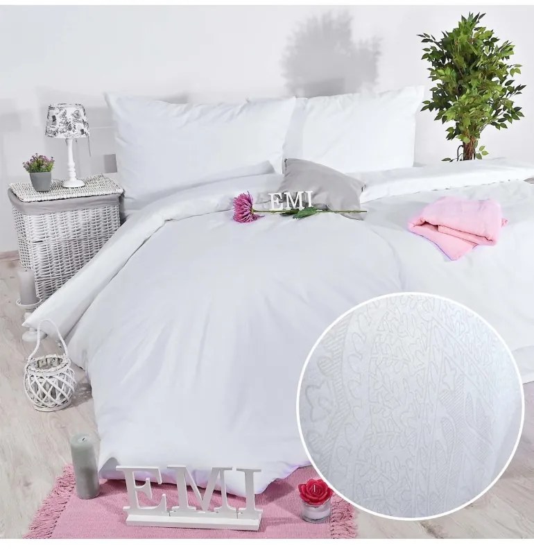 Obliečky bavlnené Benard biele EMI, Francúzsky set1 200x220 + 2x (70x90)