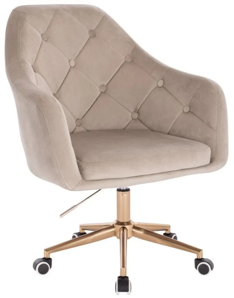 LuxuryForm DESIGN Kreslo ANDORA VELUR na zlatej podstave s kolieskami - latte