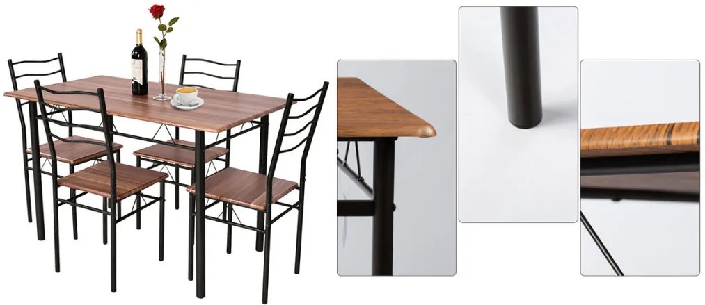 Kovový jedálenský stôl so 4 stoličkami