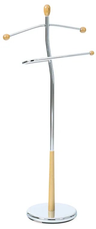 Autronic - Nemý sluha, výška 118 cm, masív kaučukovník, prírodný odtieň, kov - chróm, nosnosť 5 kg - 82646 NAT