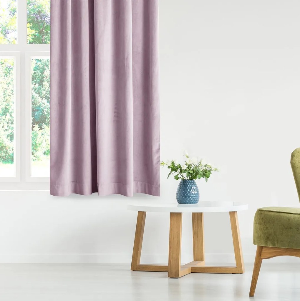 Záves AmeliaHome Velvet s priechodkami 140x270 cm ružový