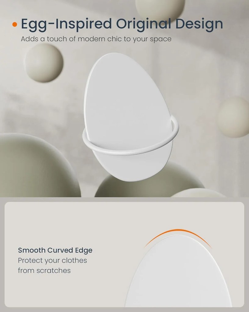 Nástenný vešiak 4 ks, na montáž na stenu, biely