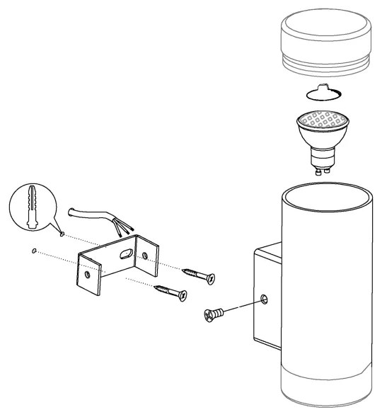 Eglo 92736 - Vonkajšie nástenné svietidlo RIGA-LED GU10/2,5W/230V