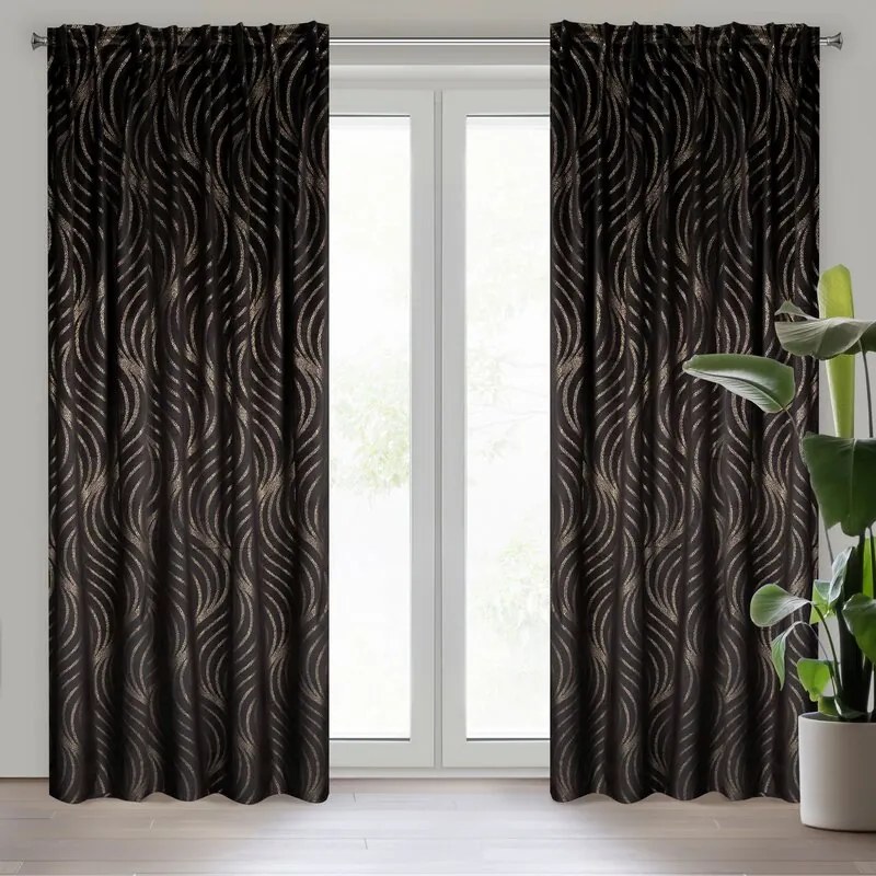 DECOREUM zamatový záves s potlačou šampanského 140 cm x 250 cm čierna 100 % polyester Rozmer varianty: 140 cm x 270 cm, Farba varianty: čierna 105442