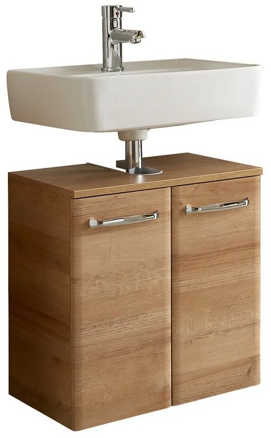 Závesná skrinka bez umývadla v dekore duba v prírodnej farbe 53x60 cm Quickset 318 – Pelipal