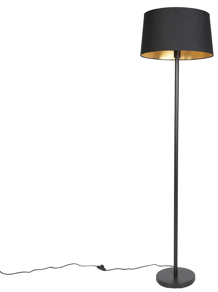 Inteligentná stojaca lampa čierna s čiernym tienidlom 45 cm vrátane Wifi A60 - Simplo