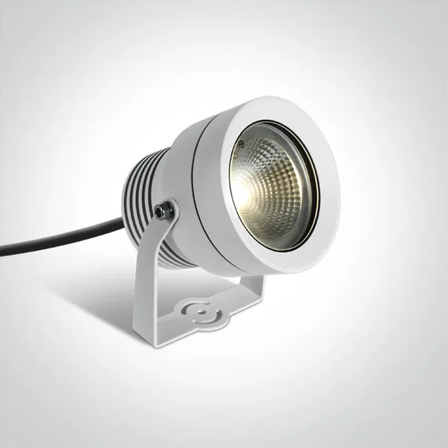 1-LIGHT 7047/W/W Záhradné svietidlo LED, 20W, 3000K, 1800lm, 50°, IP65, 230V, biela, s tŕňom