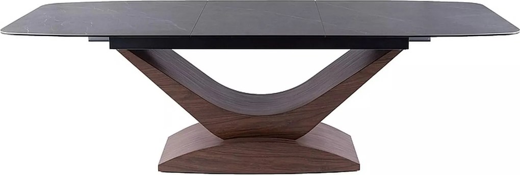 Jídelní rozkládací stůl Dolce 180/240 cm keramika šedý mramor/ořech
