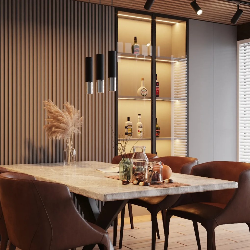 Závesné svietidlo Loopez, 2x čierne kovové tienidlo, ch