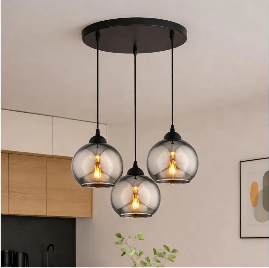 Brilagi - Luster na lanku DIOR 3xE27/60W/230V čierna/dymová sivá