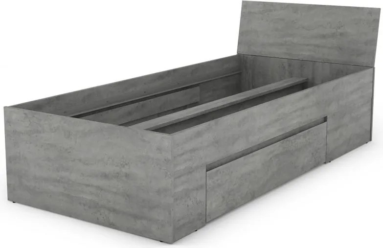 Posteľ so zásuvkami Carlos 90x200, šedý betón