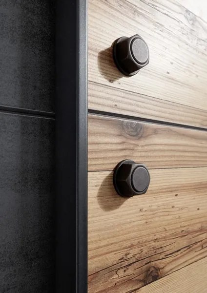 Šatník s posuvnými dverami Dover, 270 cm, zrubová doska / tmavý betón