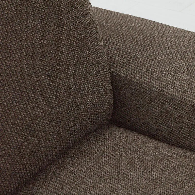 Super strečové poťahy HARMONIA tabaková sedačka s otomanom vľavo (š. 210 - 320 cm)