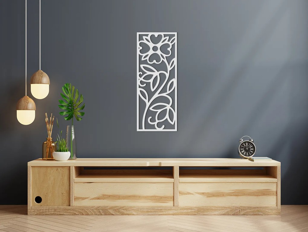 drevko Moderný drevený obraz Kvet Rozmer obrazu: 44,5 x 18 cm, Farba dekorácie: Čierna