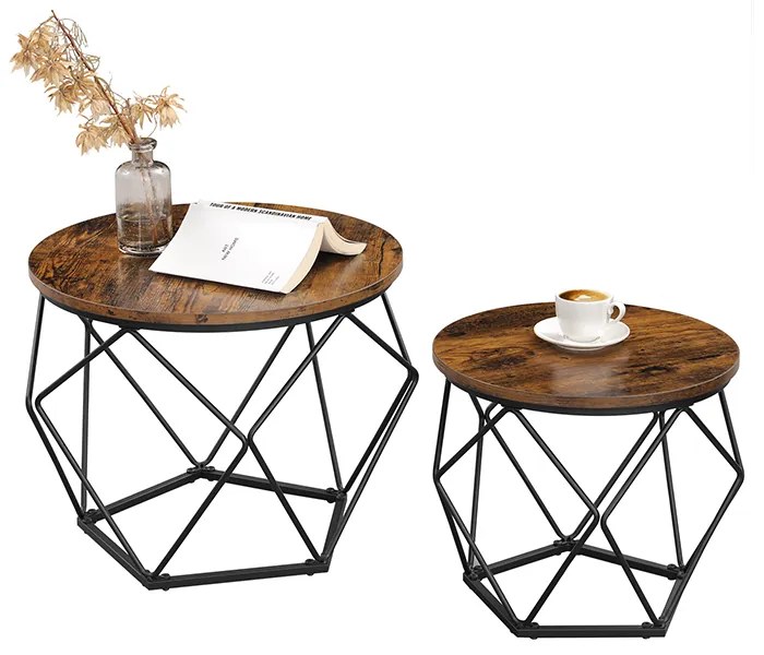 Set konferenčných stolíkov VERA 50x40cm/40x36cm, hnedá/čierna Vasagle