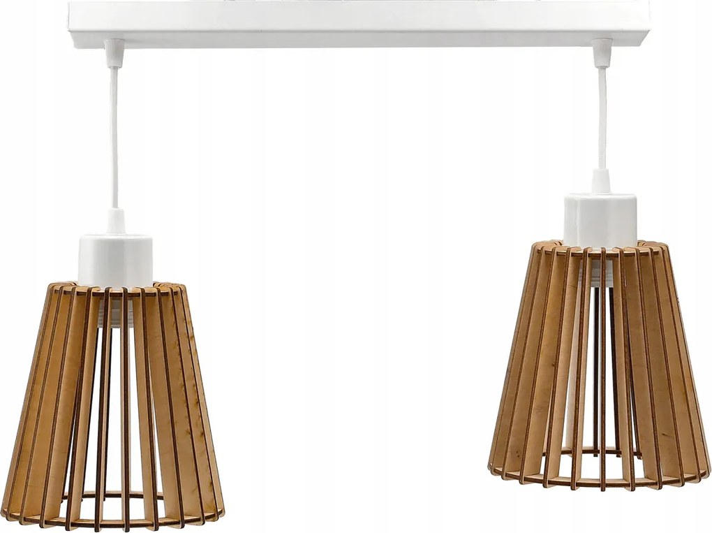 Drevený LED luster stropný závesný lampa E27