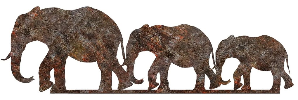 Nástenná kovová dekorácia Hrdzavý Slon 1 viacfarebná