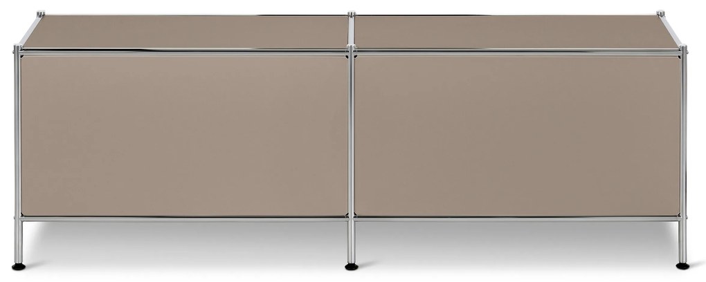 Nízky kovový stolík »CN3« s 2 výklopnými dvierkami, tmavošedý