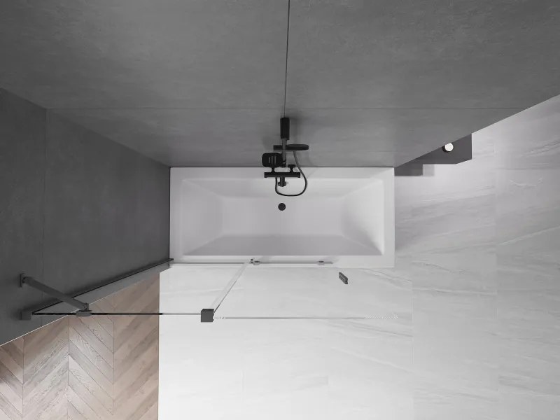 Mexen Velar, 2-krídlová posuvná vaňová zástena 130 x 150 cm, 8mm číre sklo, grafitový matný profil, 896-130-000-01-66