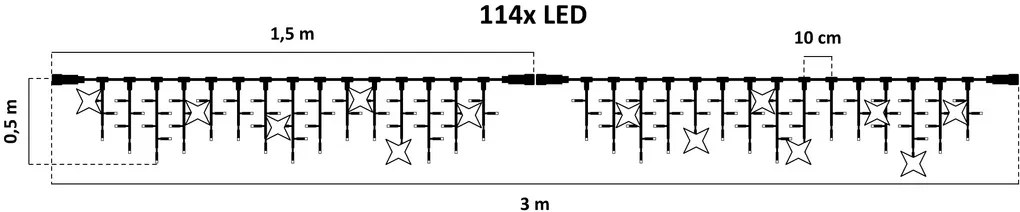 DECOLED LED rampouchy světelné, FLASH, 3× 0,5 m, ledově bílá, 114 diod, IP67, černý kabel