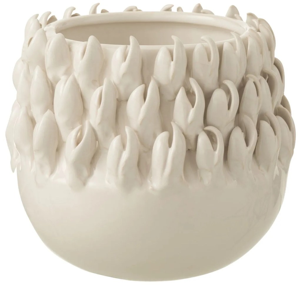 Krémový keramický obal na kvetináč Ibiza white - Ø 15*14cm