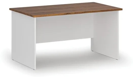 Kancelársky písací stôl rovný PRIMO WHITE, 1400 x 800 mm, biela/orech