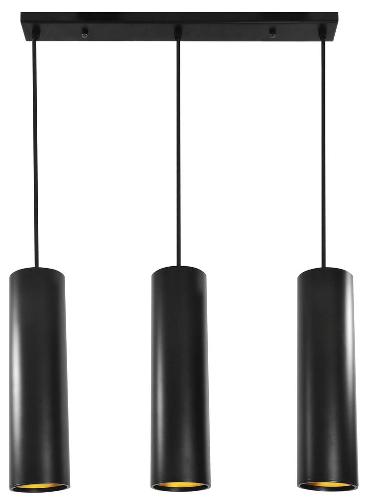 PLX Závesné moderné osvetlenie nad jedálenský stôl LOLI, 3xGU10, 50W, čiernozlaté
