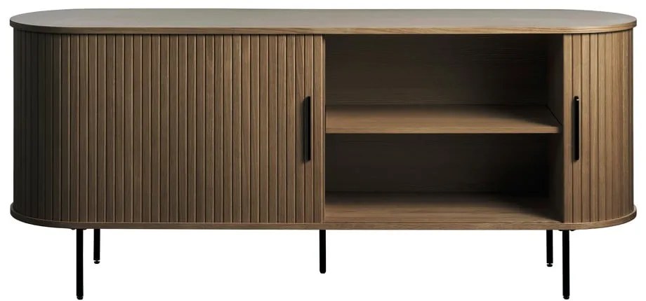 Hnedá komoda v dekore duba s posuvnými dverami 180x76x45 cm Nola – Unique Furniture