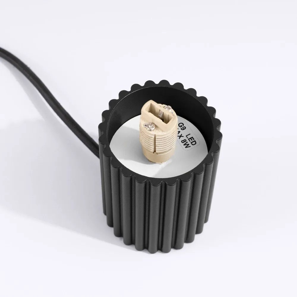 Čierna stolová lampa so skleneným tienidlom (výška 19 cm) Orbital – Sollux