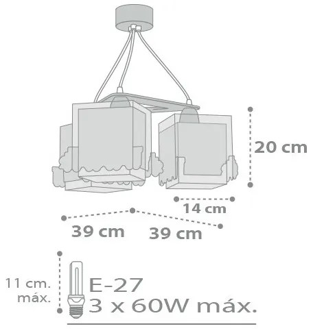 Dalber D-63534 - Detský luster TRAIN 3xE27/60W/230V