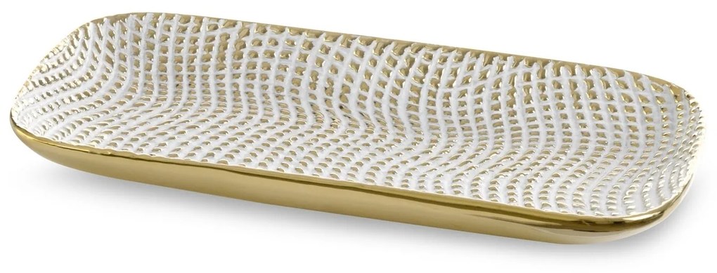 DEKORAČNÝ KERAMICKÝ TANIER VERDA (03) 30X16X3 CM BIELY