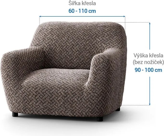Bielastické poťahy VENEZIA hnedá kreslo (š. 60 - 110 cm)