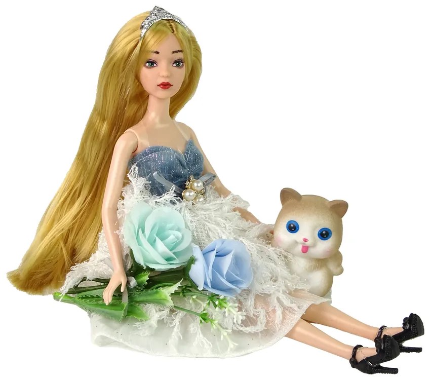Lean Toys Súprava bábiky Emily s mačičkou a kvetmi