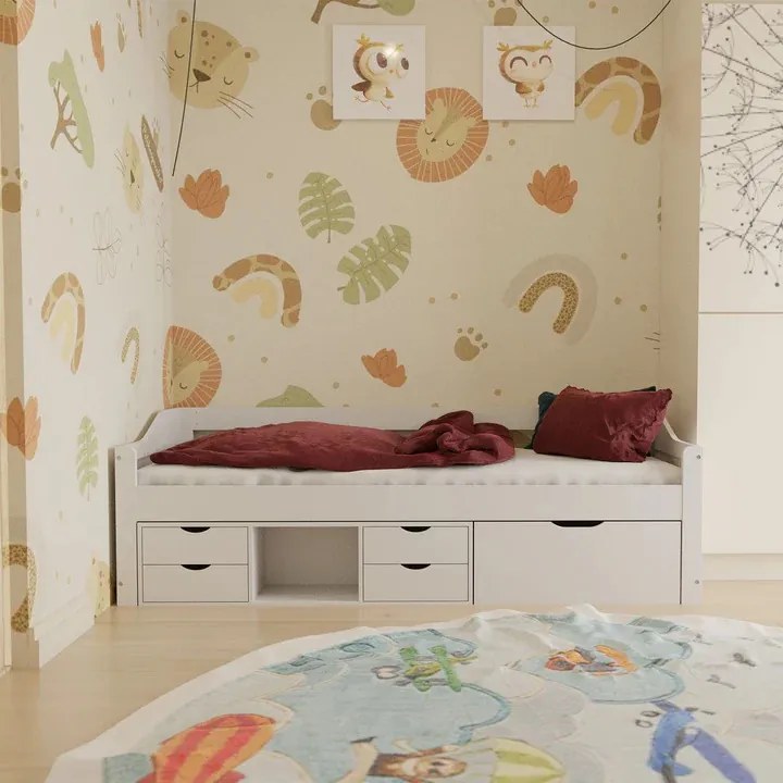 InternetovaZahrada Detská posteľ Nalu 90x200 cm s úložným priestorom - biela