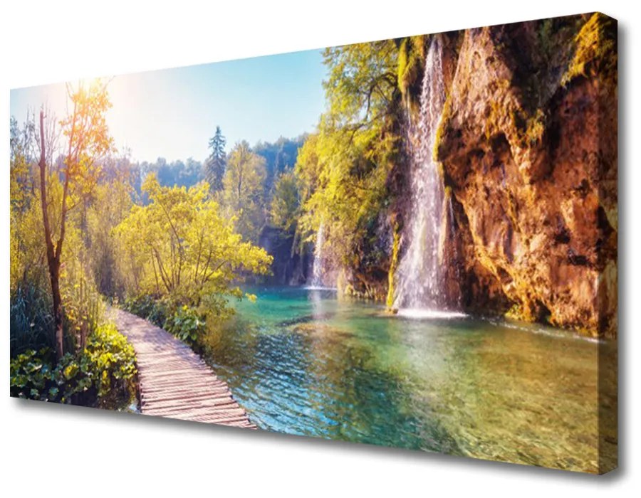 Obraz Canvas Jazero príroda vodopád 140x70cm